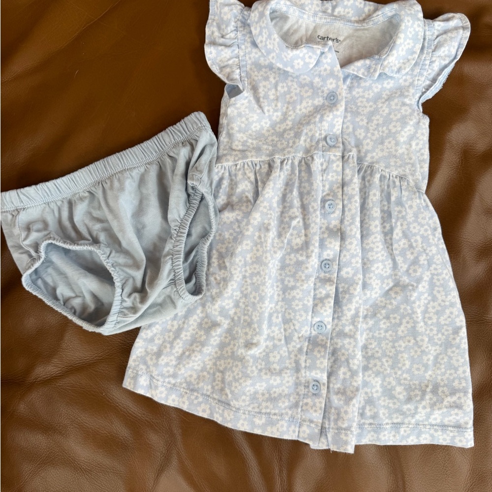 Carter's Light Blue Floral Dress with Bloomers